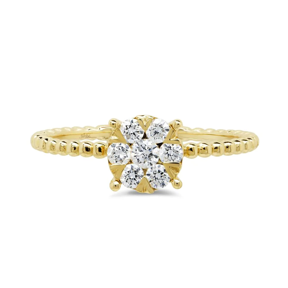 0.35 Carat Total Weight Diamond Cluster Ring in 14K White or Yellow Gold