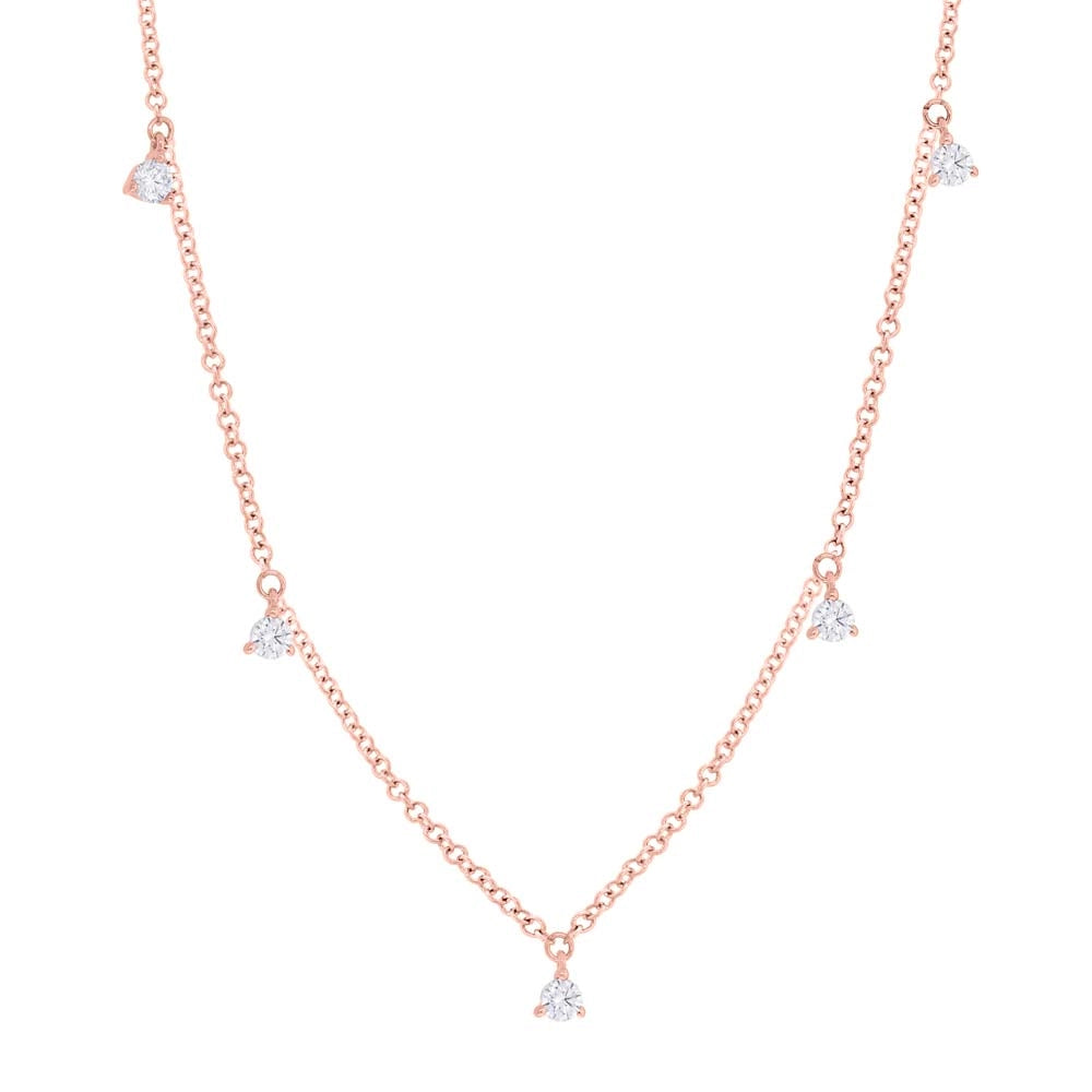 14K Rose Gold Diamond Station Necklace