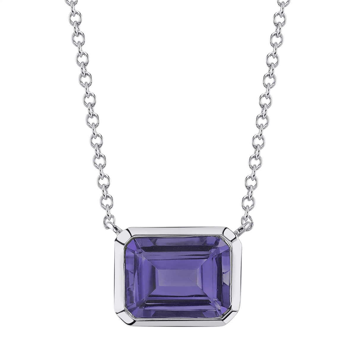 14K White Gold Amethyst Necklace