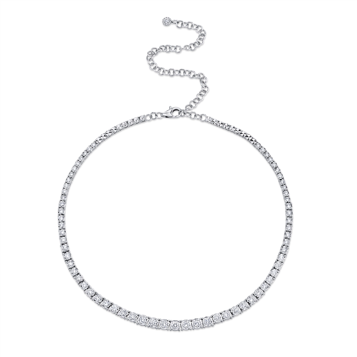 14K White Gold Diamond Choker Necklace