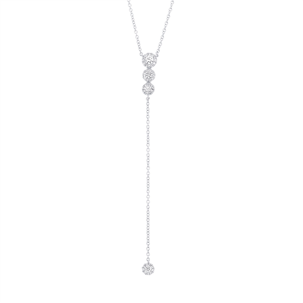 14K White Gold Diamond Lariat Necklace