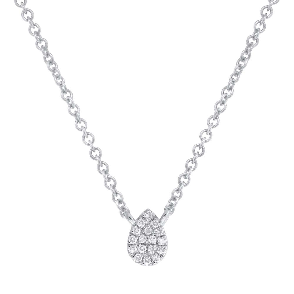 14K White Gold Diamond Necklace Pear Design