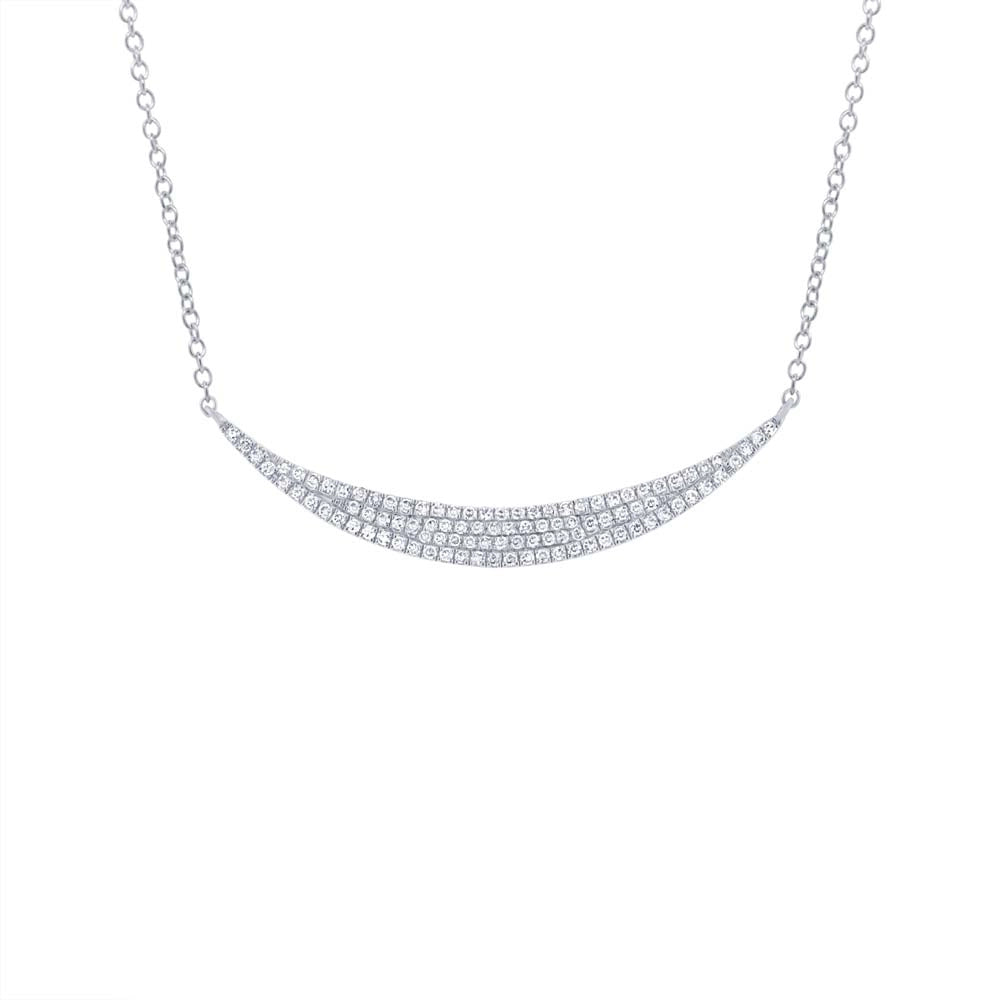 14K White Gold Diamond Pave Crescent Necklace