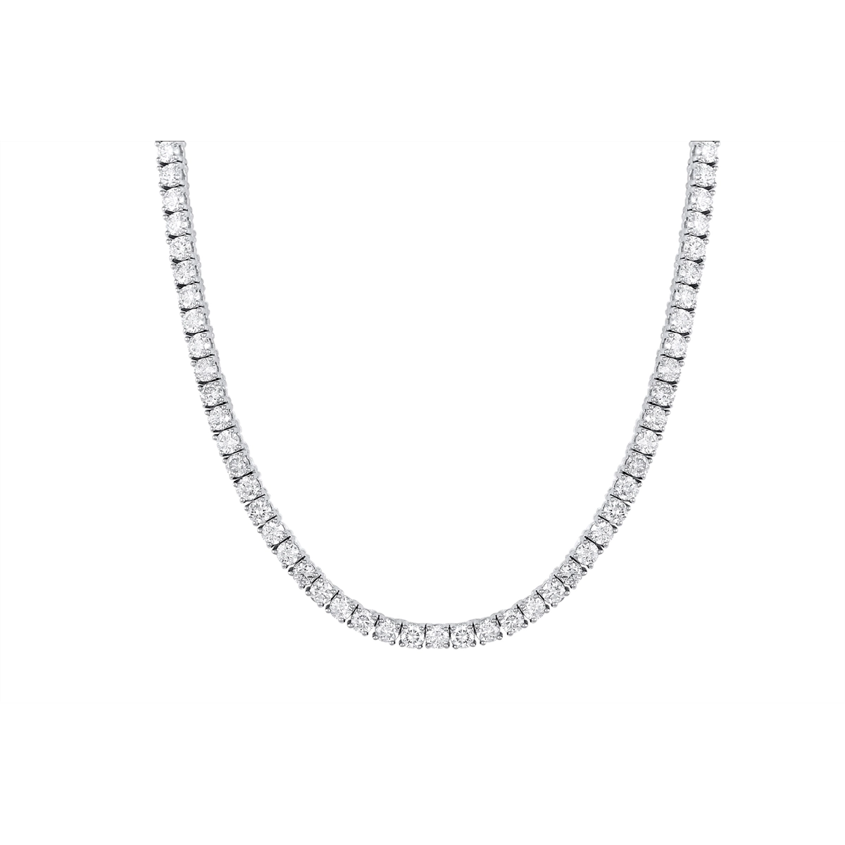 14K White Gold Diamond Tennis Necklace