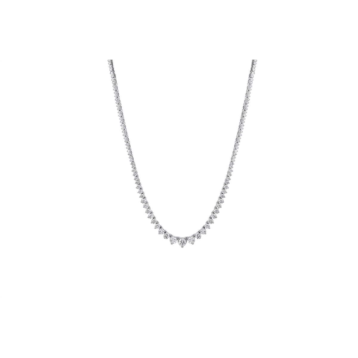 14K White Gold Gradual Diamond Necklace