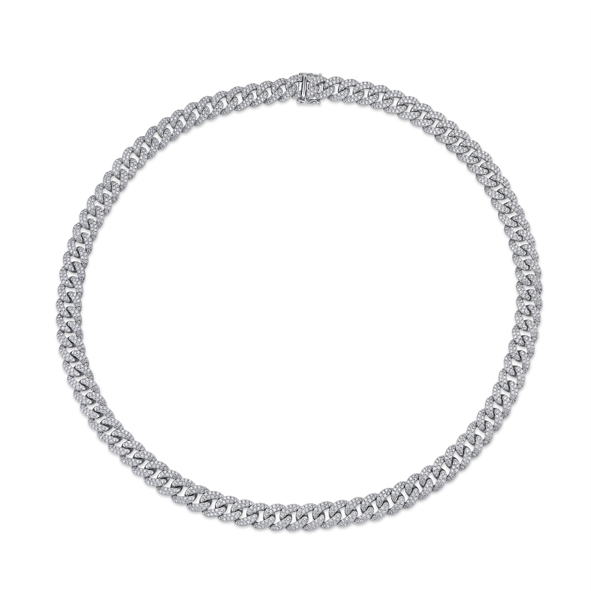 14K White Gold Pave Diamond Link Necklace