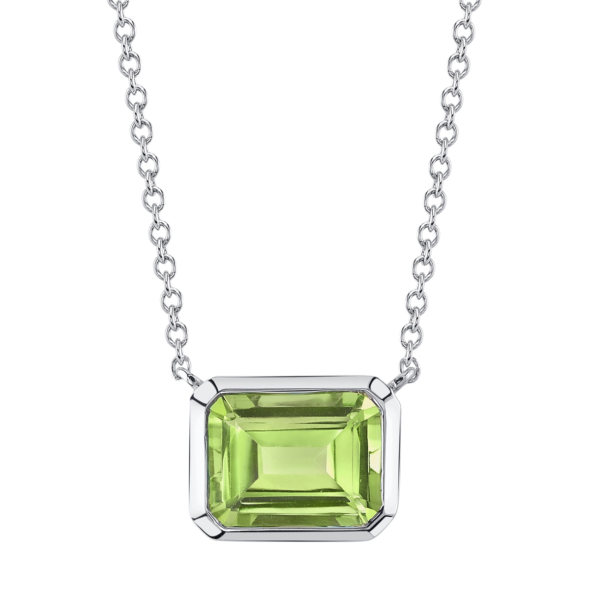 14K White Gold Peridot Necklace