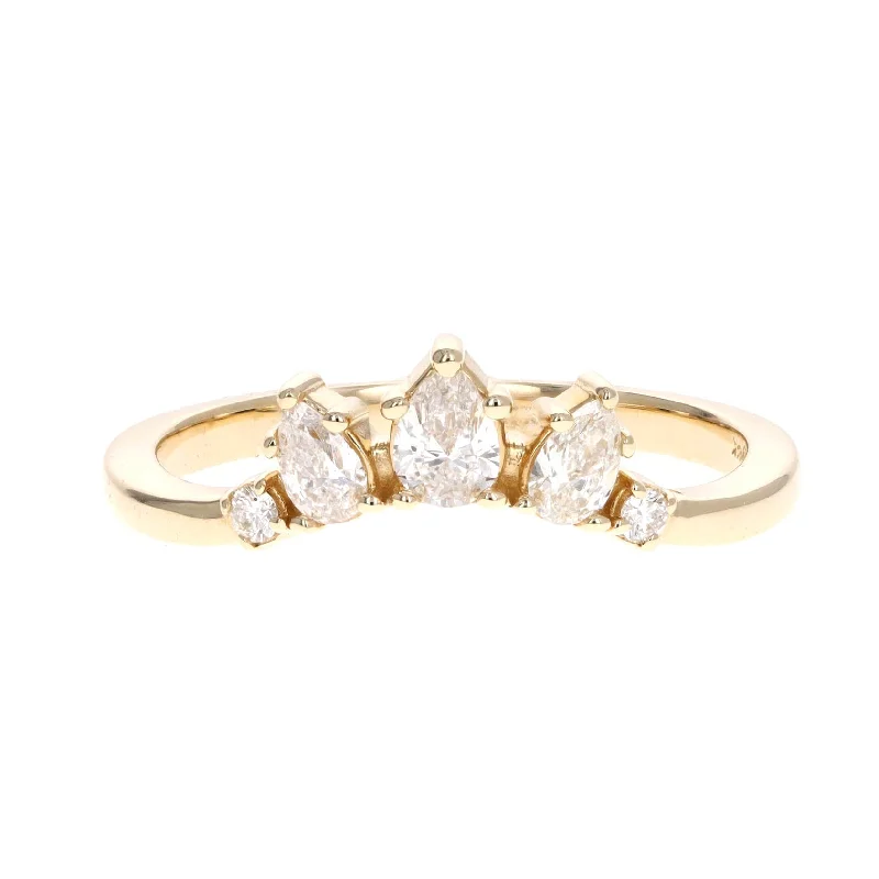 14K White or Yellow Gold 0.38 Carat Pear Diamond Contour Band