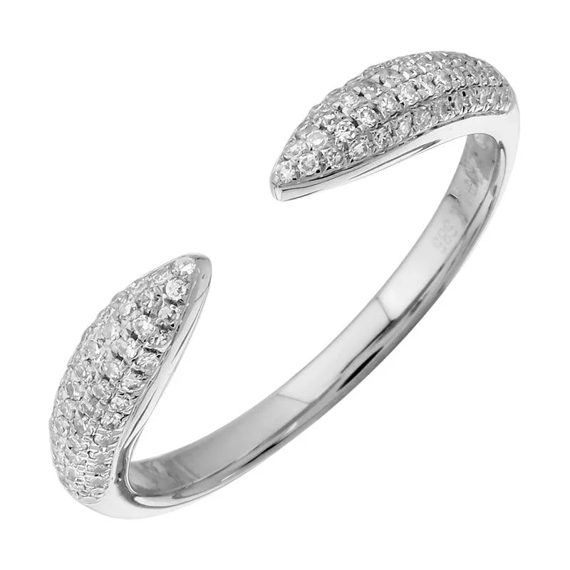 14K White or Yellow Gold Diamond Pave Claw Ring