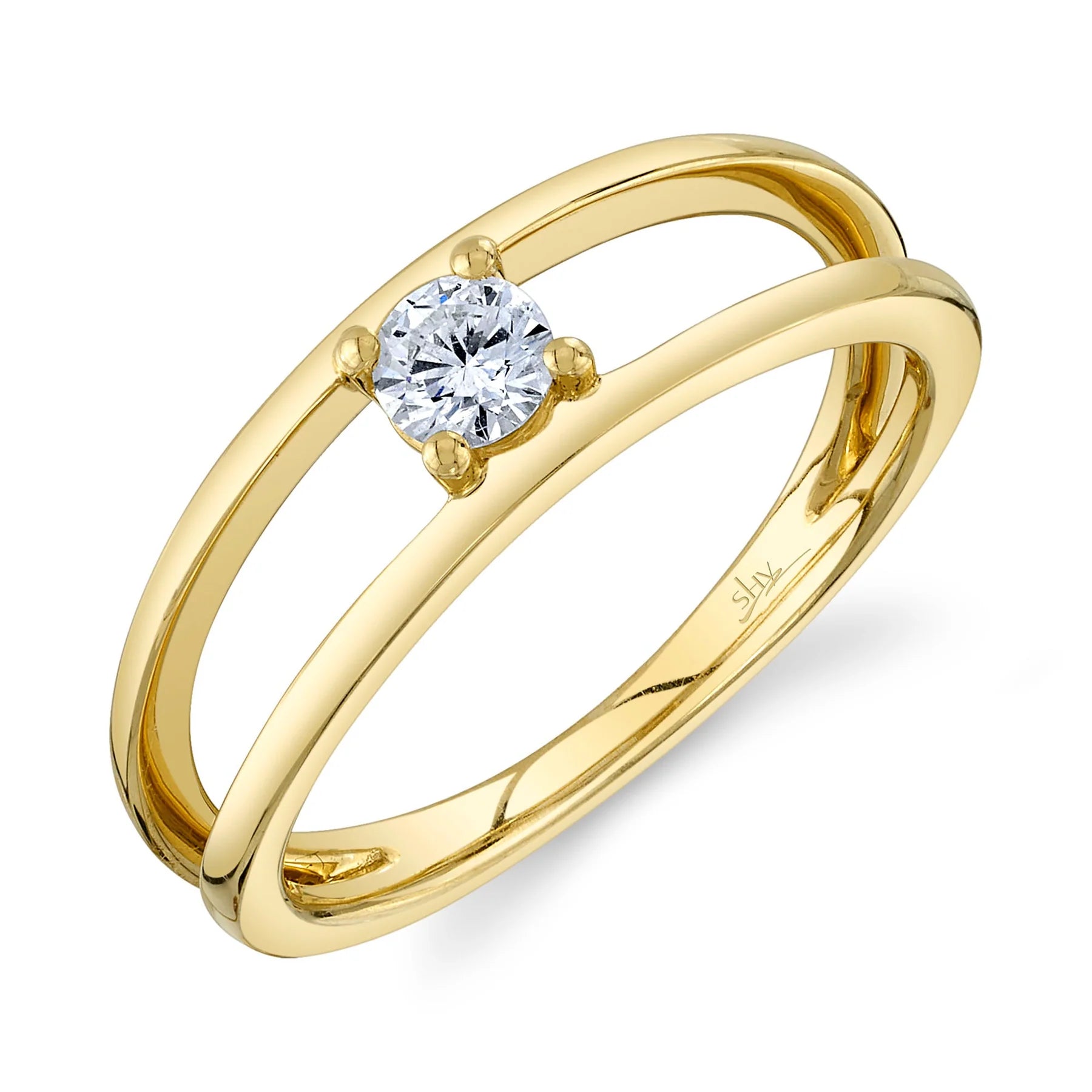 14K Yellow Gold 0.23 Carat Diamond Split Band Ring