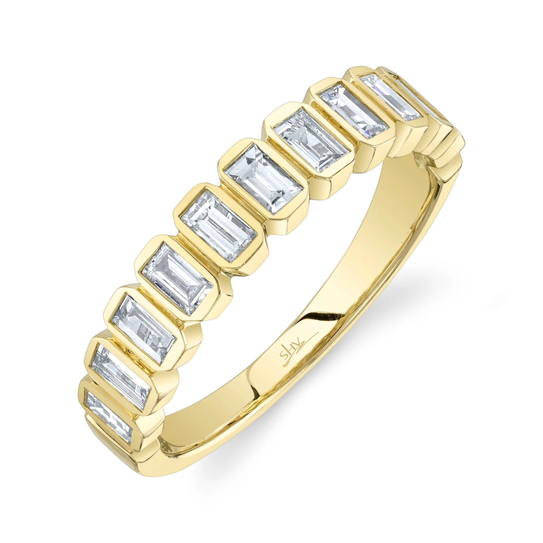 14K Yellow Gold 0.78 Carat Diamond Baguette Band