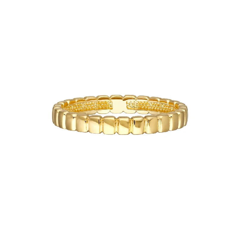 14K Yellow Gold Bar Station Band