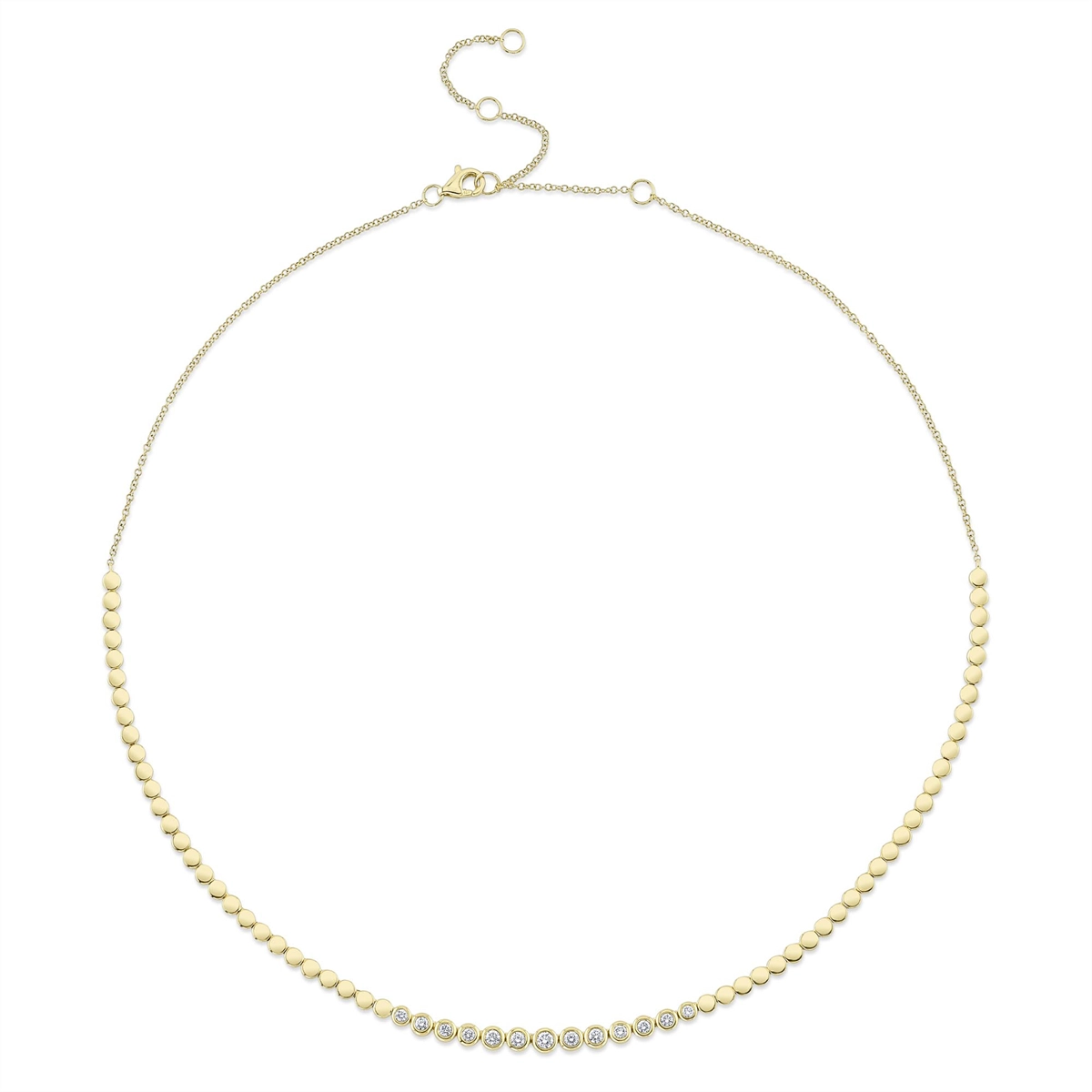 14K Yellow Gold Bezel Set Diamond Necklace