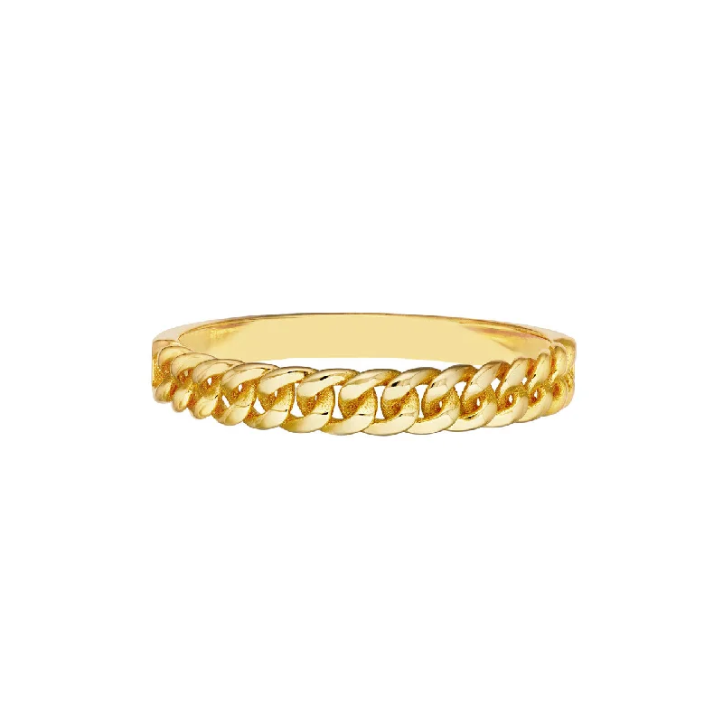 14K Yellow Gold Curb Chain Band