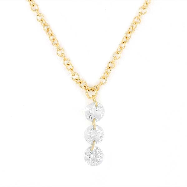 14K Yellow Gold Diamond Drop Necklace, 15-18in