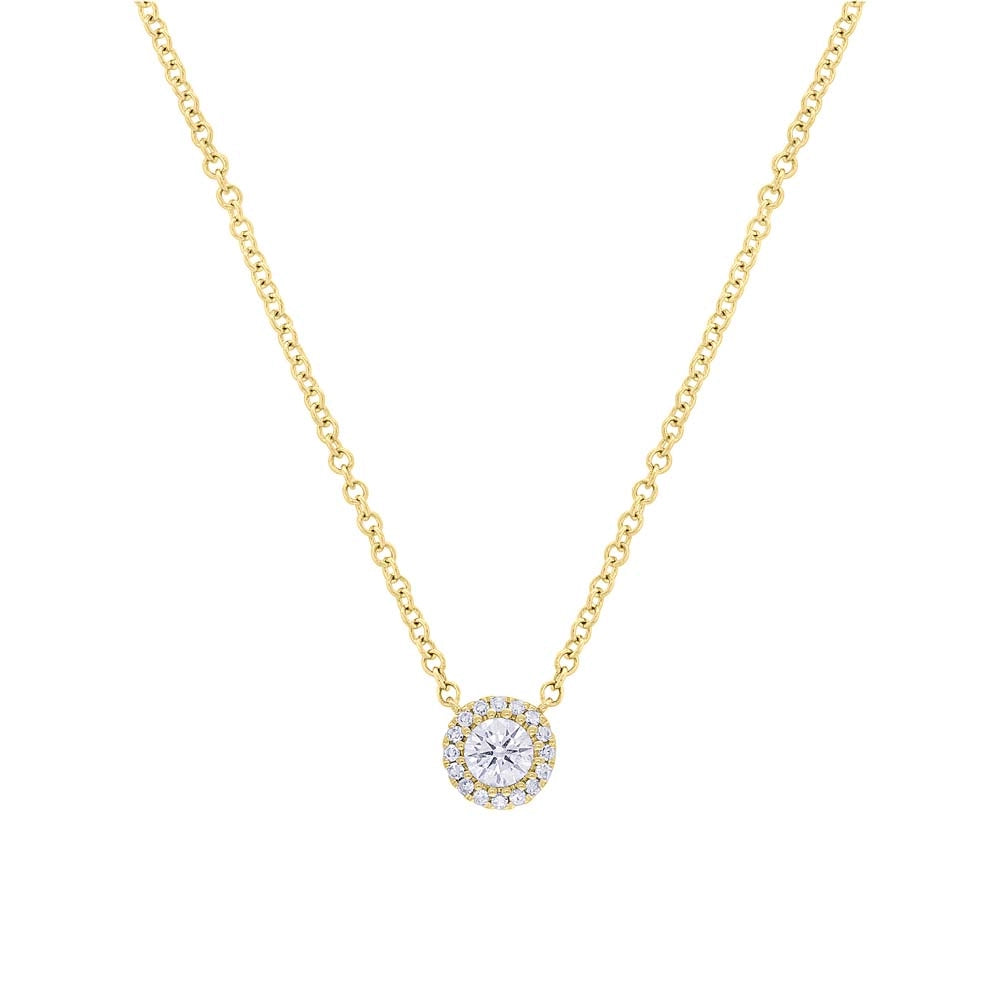 14K Yellow Gold Diamond Halo Necklace