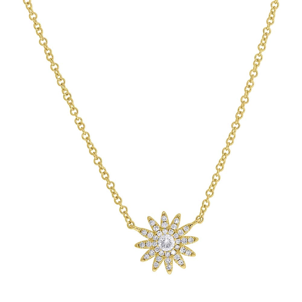 14K Yellow Gold Diamond Star Necklace