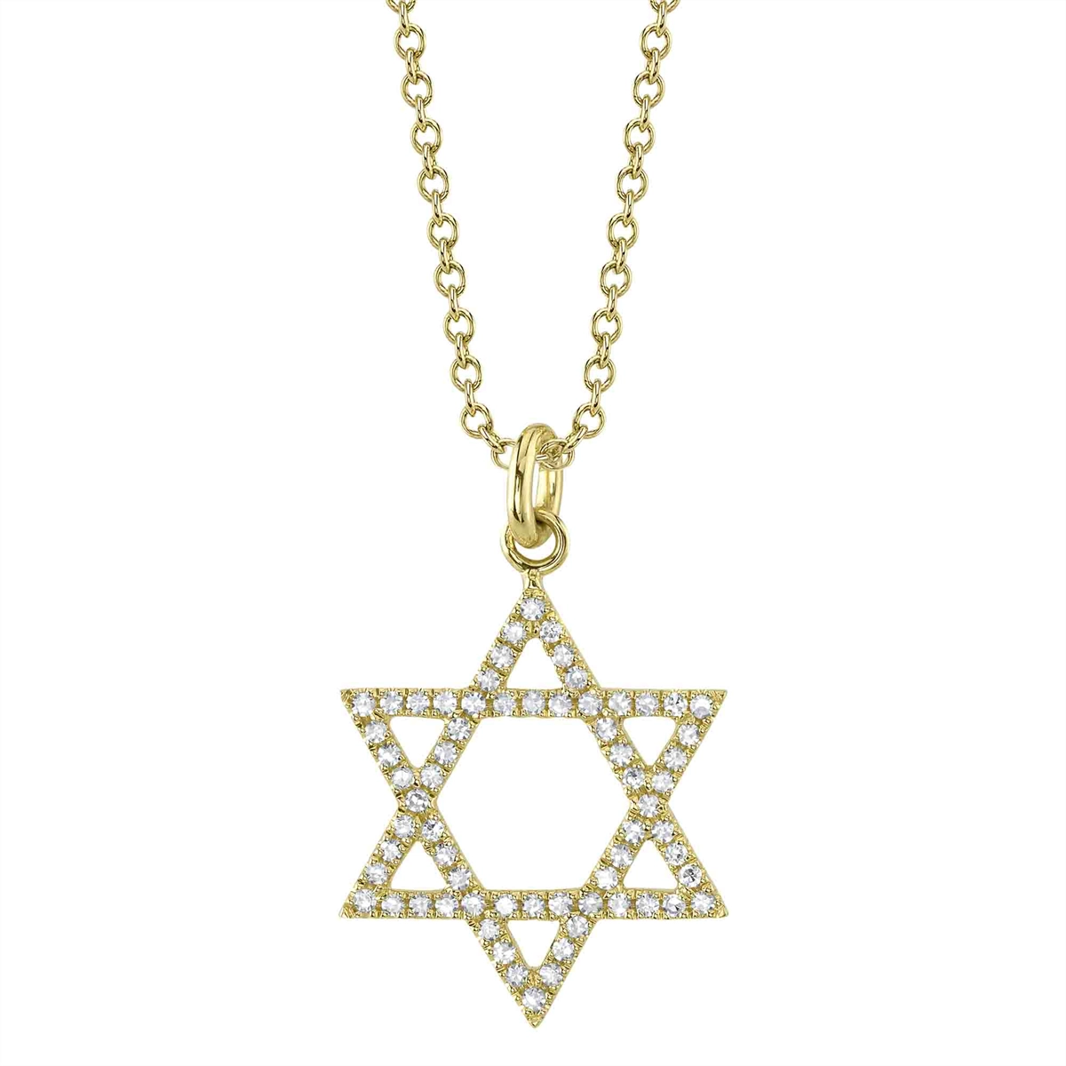 14K Yellow Gold Diamond Star of David Necklace