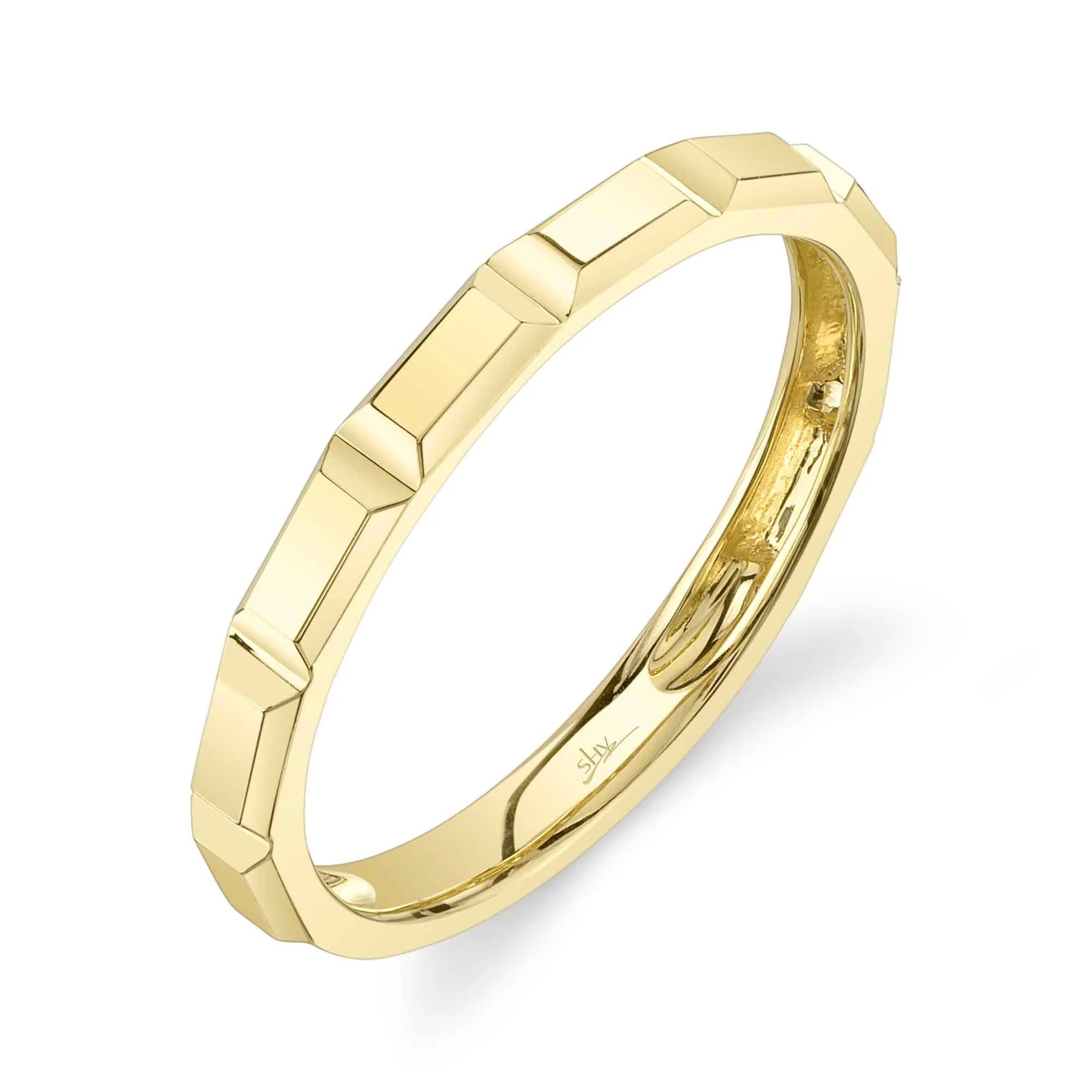 14K Yellow Gold Geo Cut Band