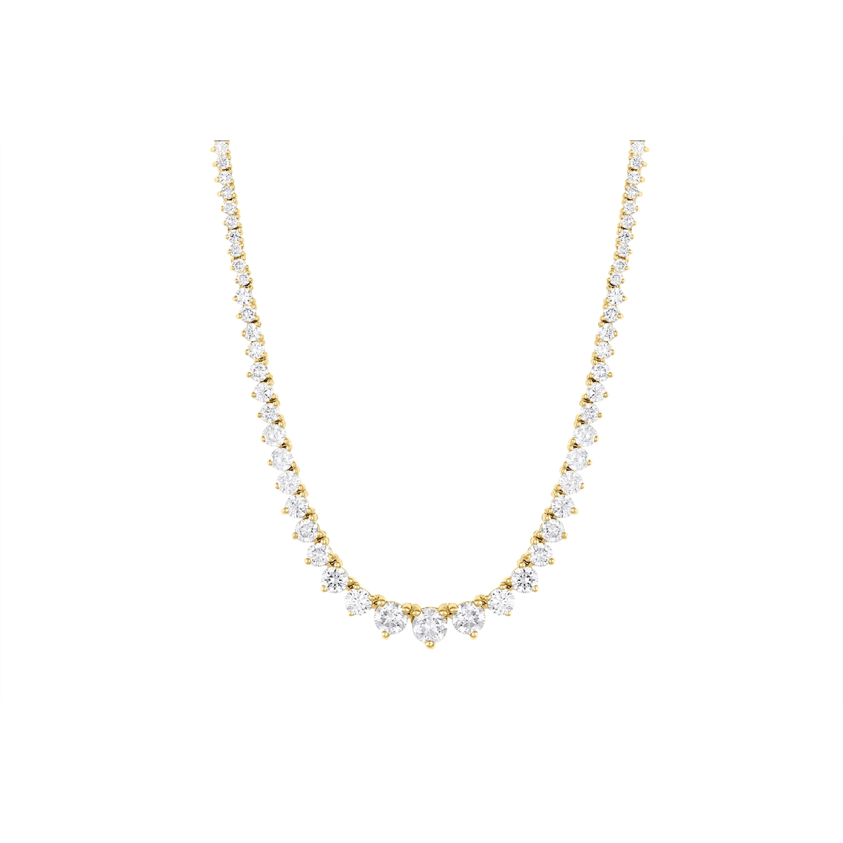 14K Yellow Gold Graduated Diamond Tennis Necklace