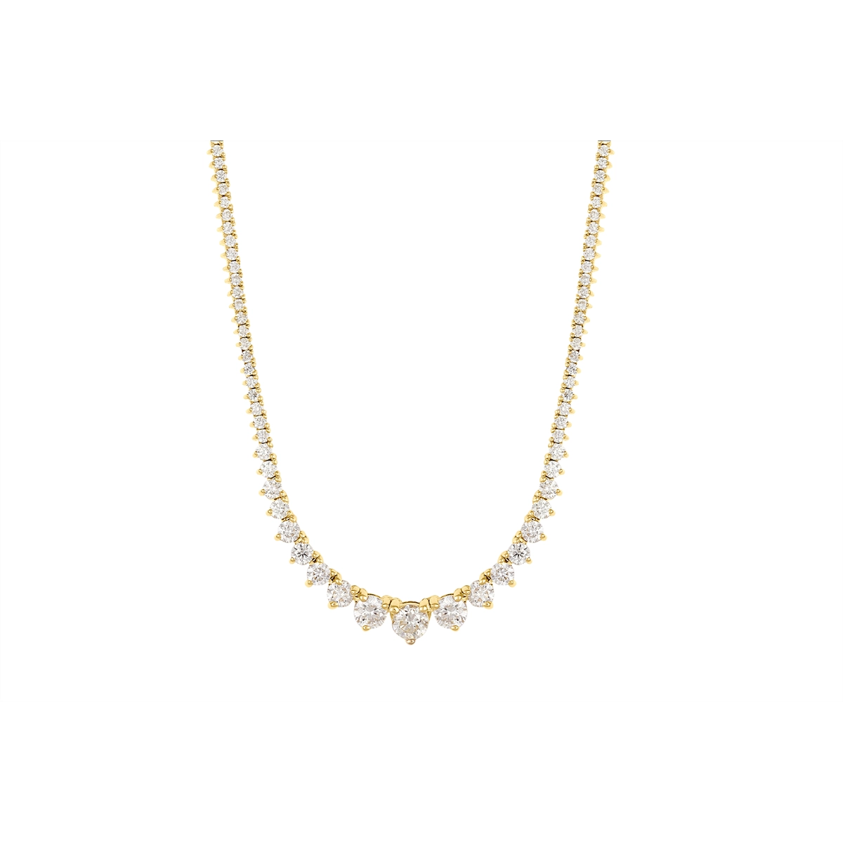 14K Yellow Gold Graduated Diamond Tennis Necklace