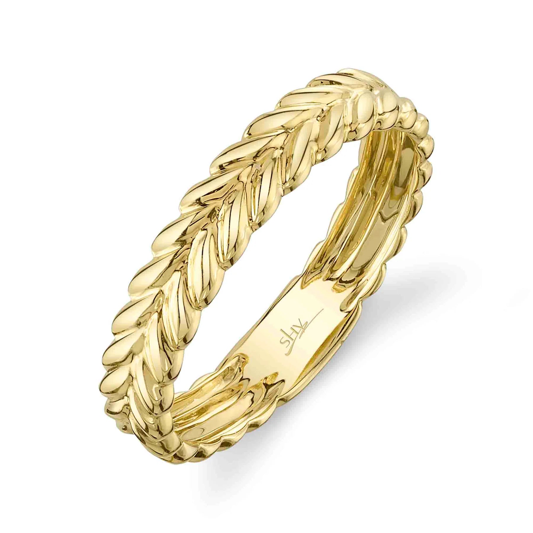 14K Yellow Gold Laurel Wreath Band