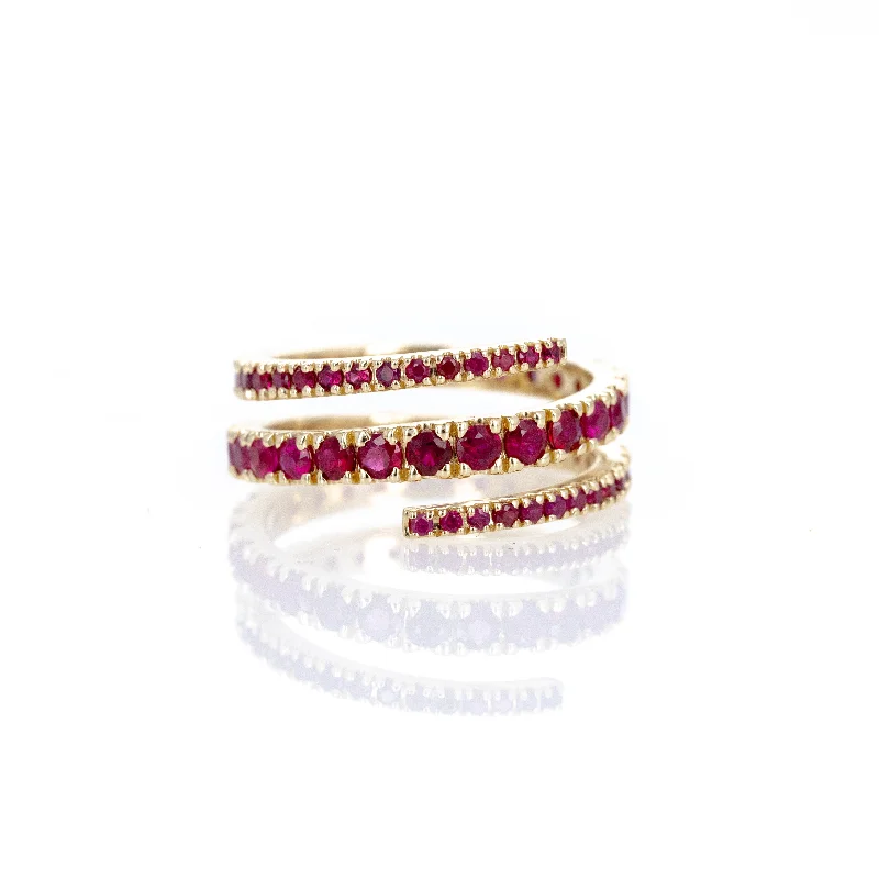 14K Yellow Gold Ruby Eternity Wrap Ring