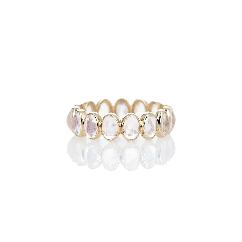 14K Yellow Gold Oval Moonstone Eternity Band