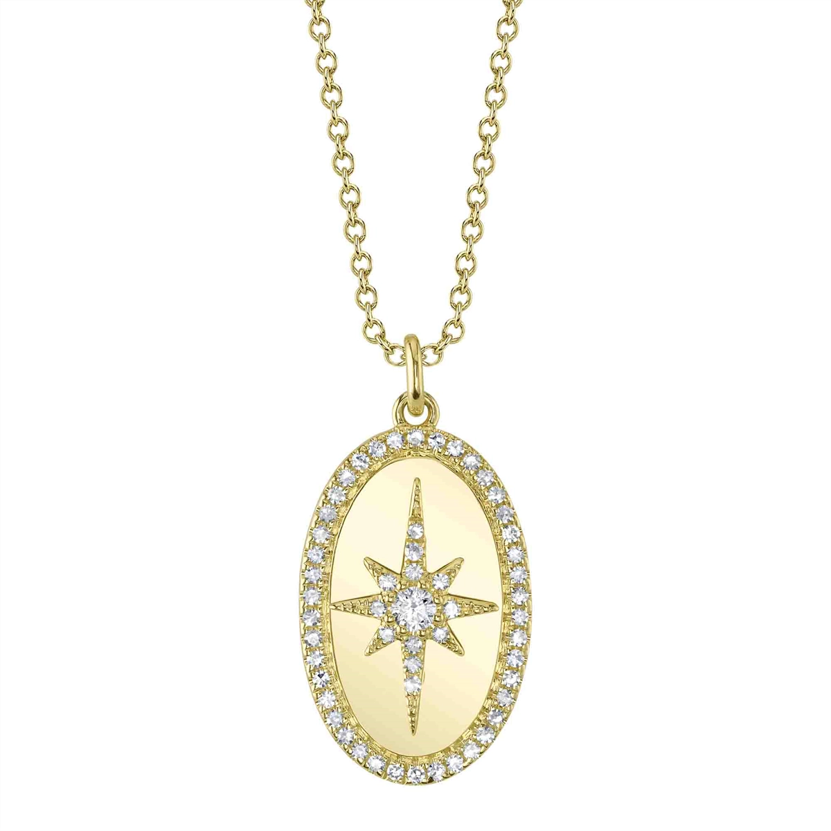 14K Yellow Gold Oval North Star Diamond Necklace