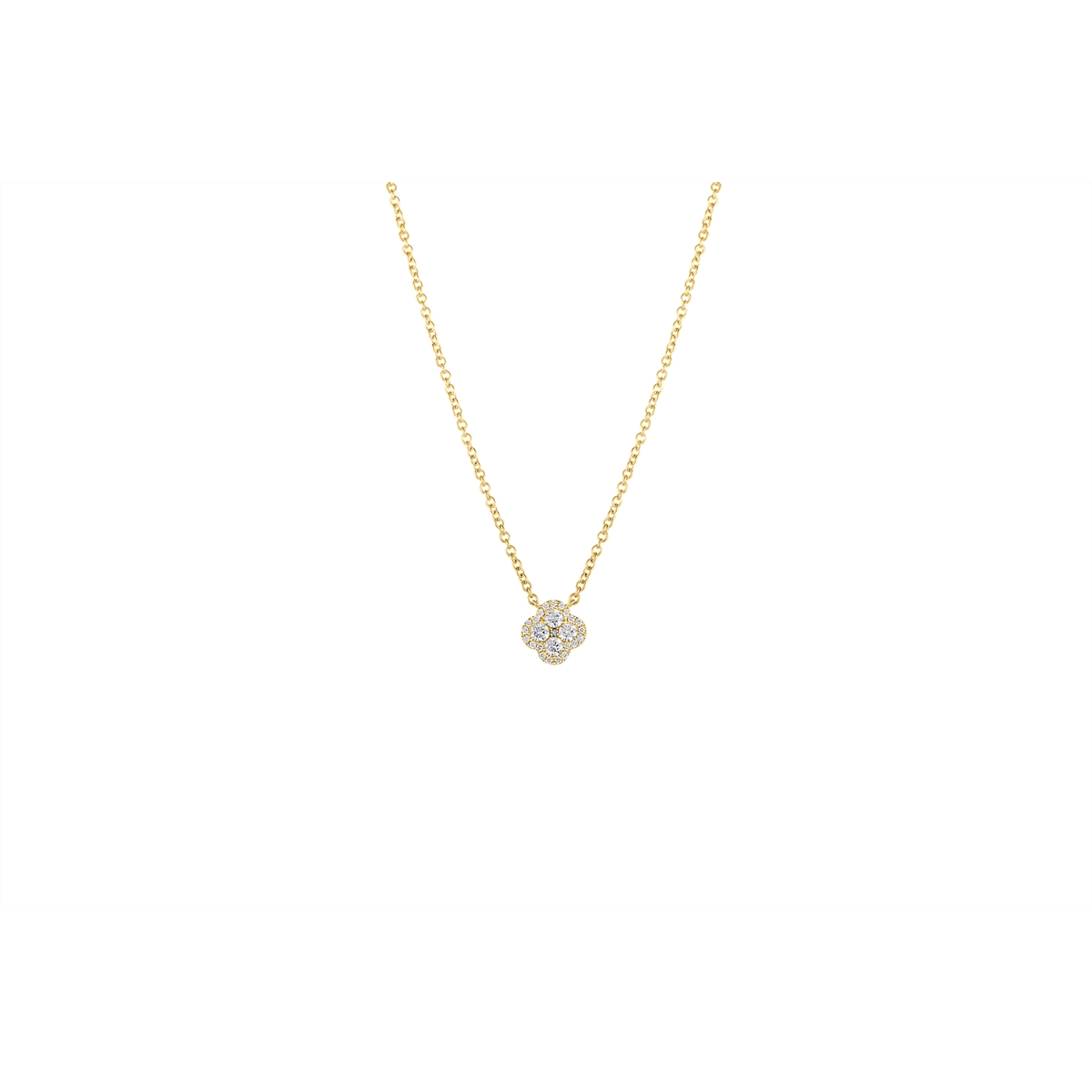 14K Yellow Gold Quad Diamond Pendant Necklace