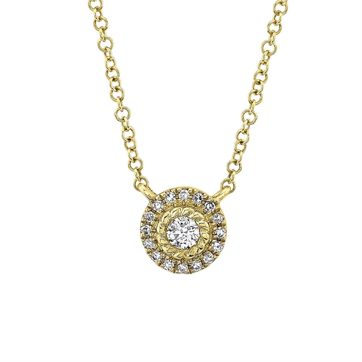 14K Yellow Gold Round Diamond Necklace