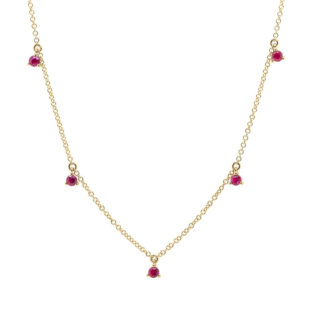 14K Yellow Gold Ruby Necklace