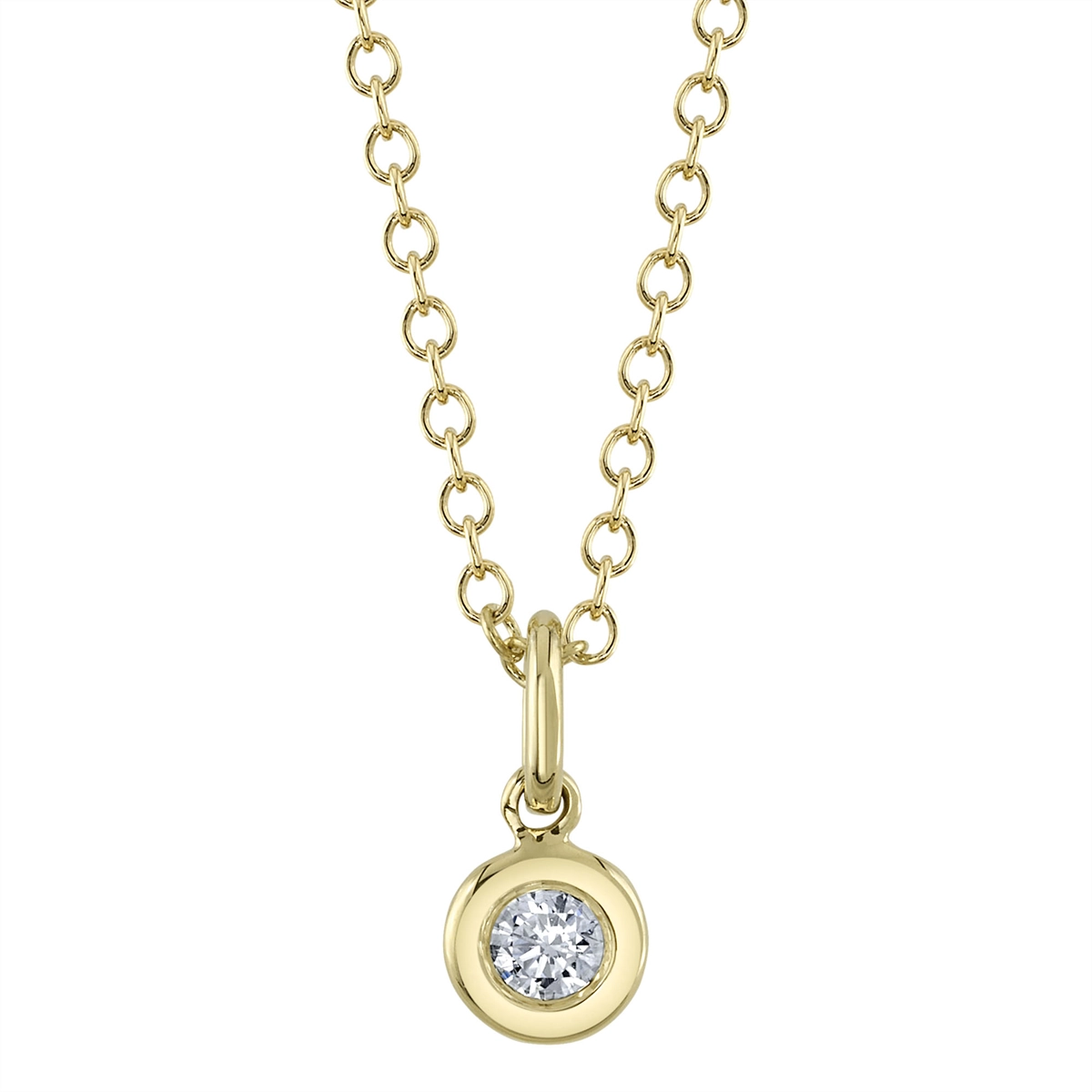 14K Yellow Gold Single Diamond Bezel Necklace