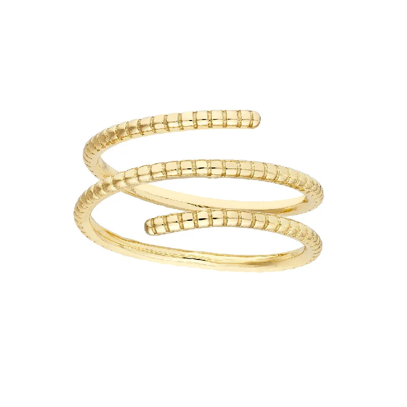 14K Yellow Gold Textured Wrap Ring