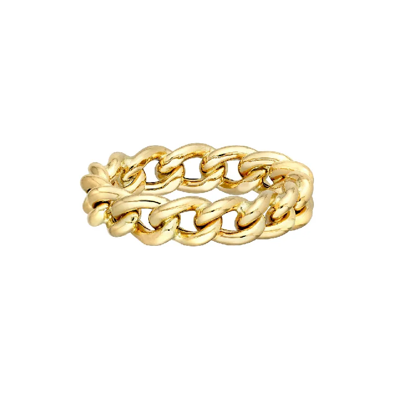 14K Yellow Gold Concave Open Curb Ring