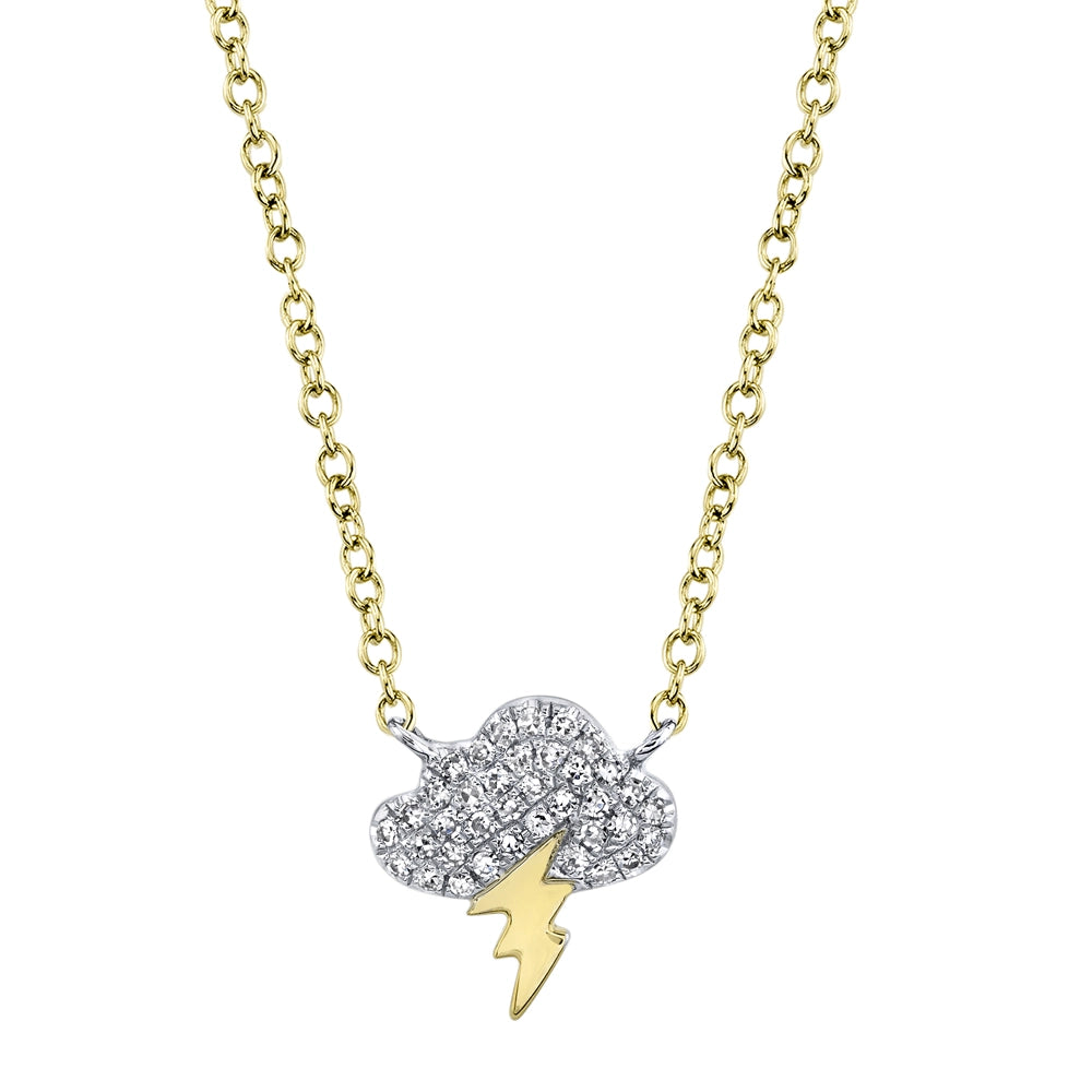 14K Yellow & White Gold Diamond Storm Cloud Necklace