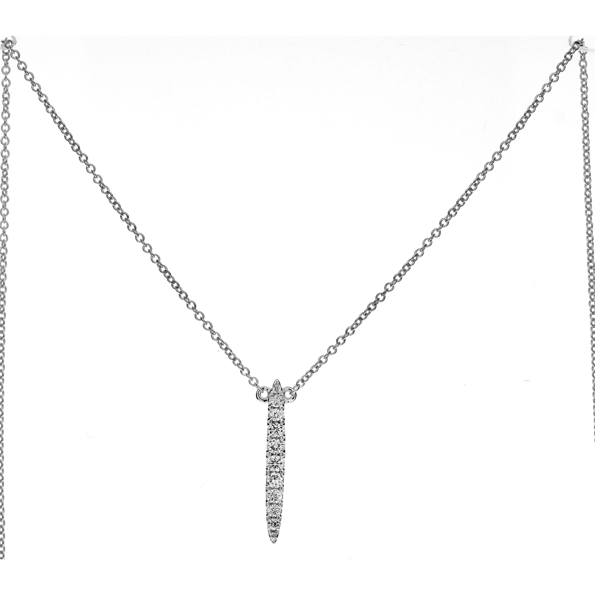 18K White Gold Diamond Drop Pendant Necklace