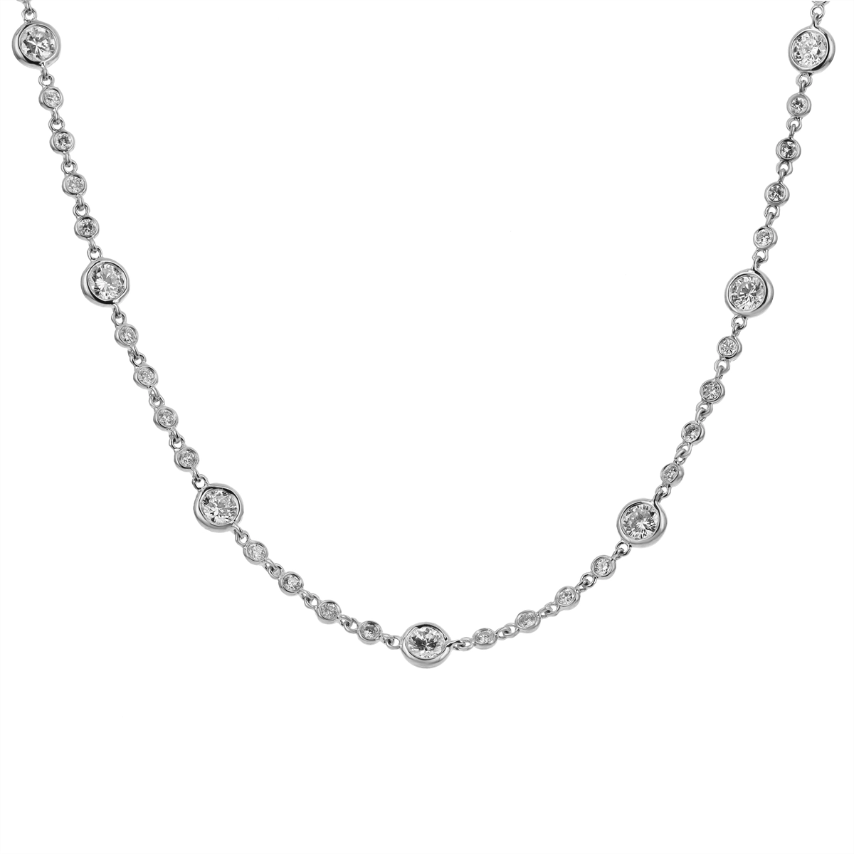 18K White Gold Diamond Station Necklace