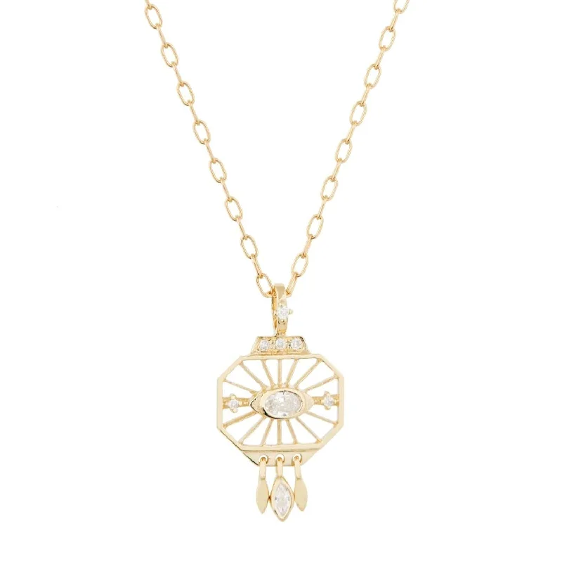 Dream Maker Open Eye Diamond Octagonal Pendant Necklace