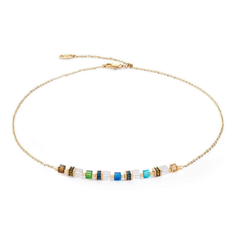 Gold Multicolor Mini Cubes Necklace