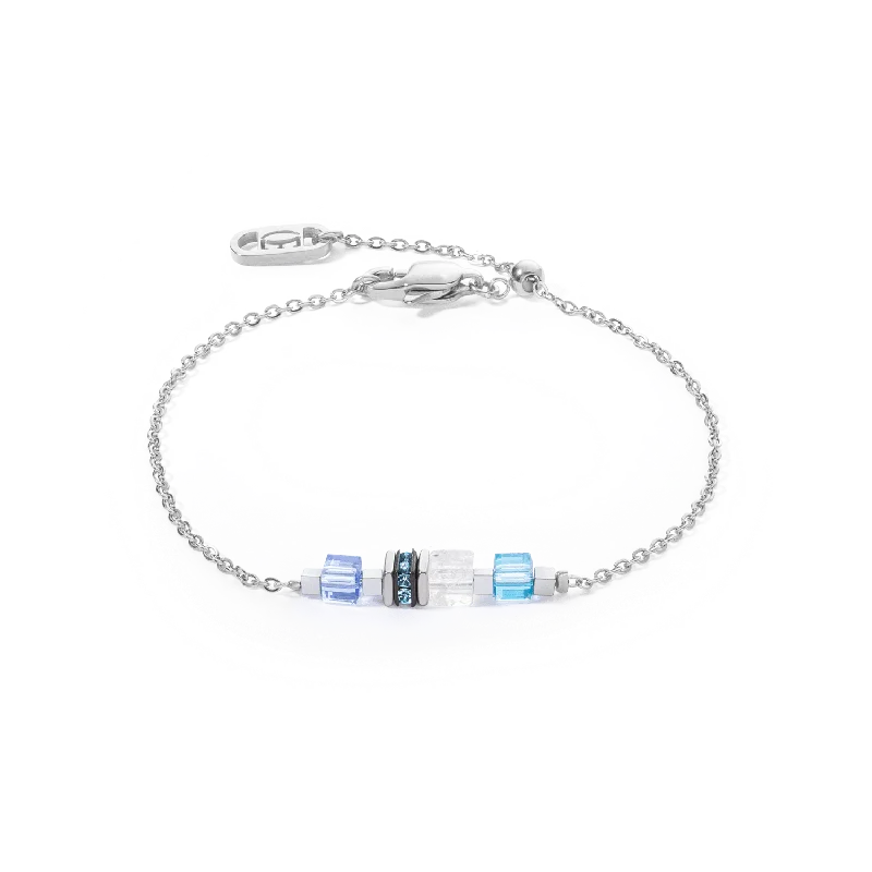 Silver Blue Mini Cubes Bracelet