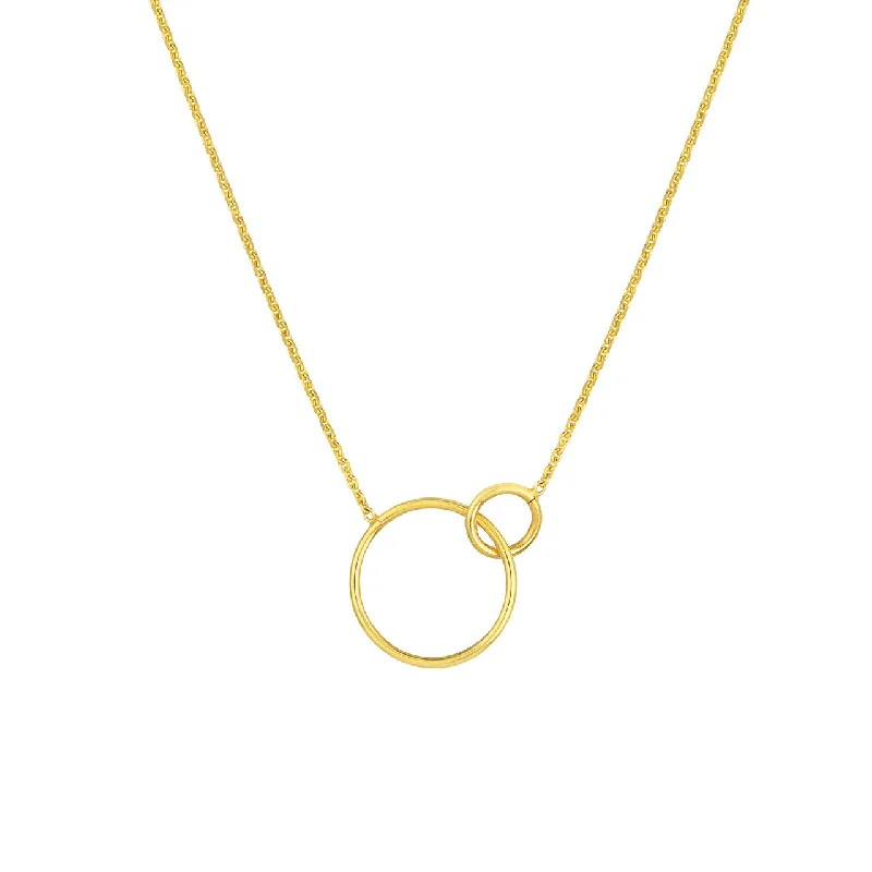 14K Yellow Gold Interlocking Circles Pendant Necklace