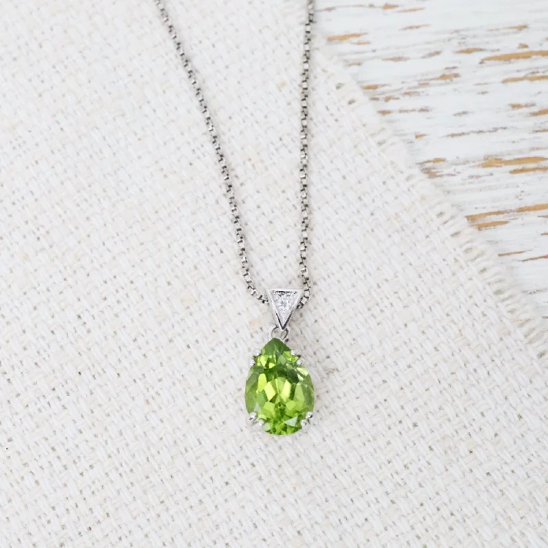 Pear Peridot Pendant Necklace