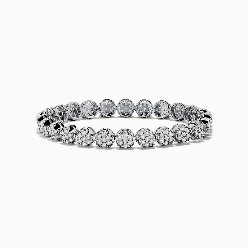 925 Sterling Silver Diamond Bouquet Bracelet 3.92 TCW