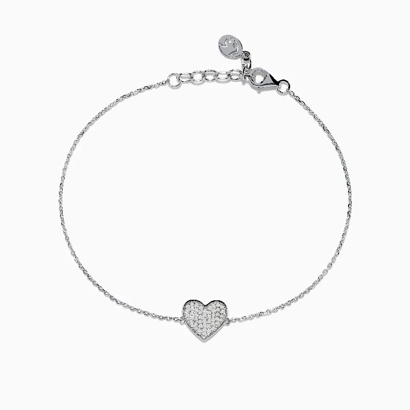 925 Sterling Silver Diamond Heart Bracelet