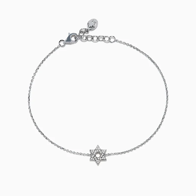 925 Sterling Silver Diamond Star of David Bracelet