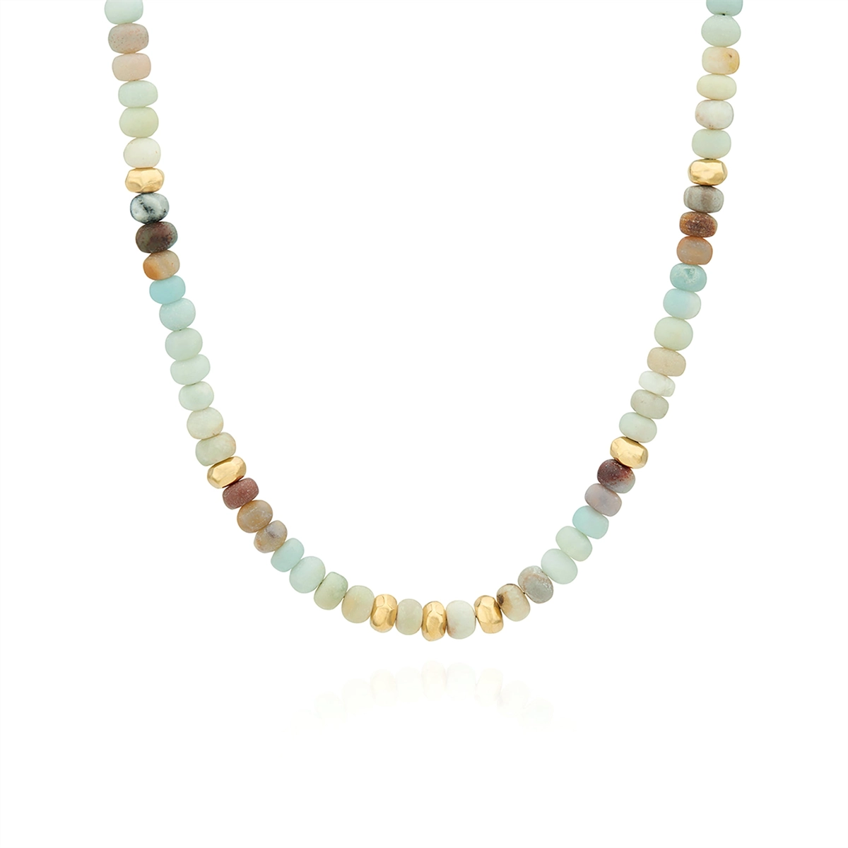 Anna Beck Amazonite Beaded Necklace 15-17in - Gold Plated