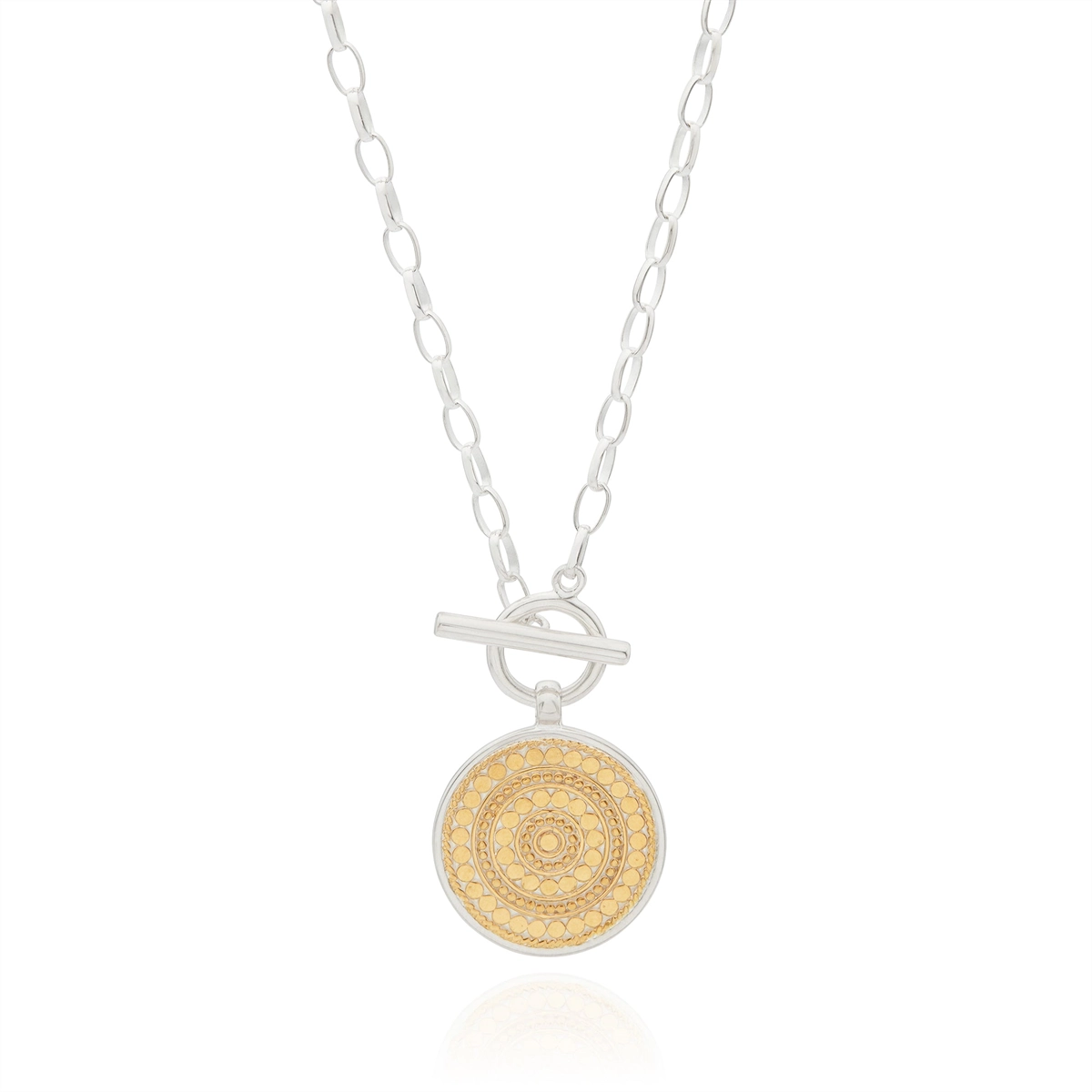 Anna Beck Classic Dotted Circle Toggle Necklace 18in - Gold Plated