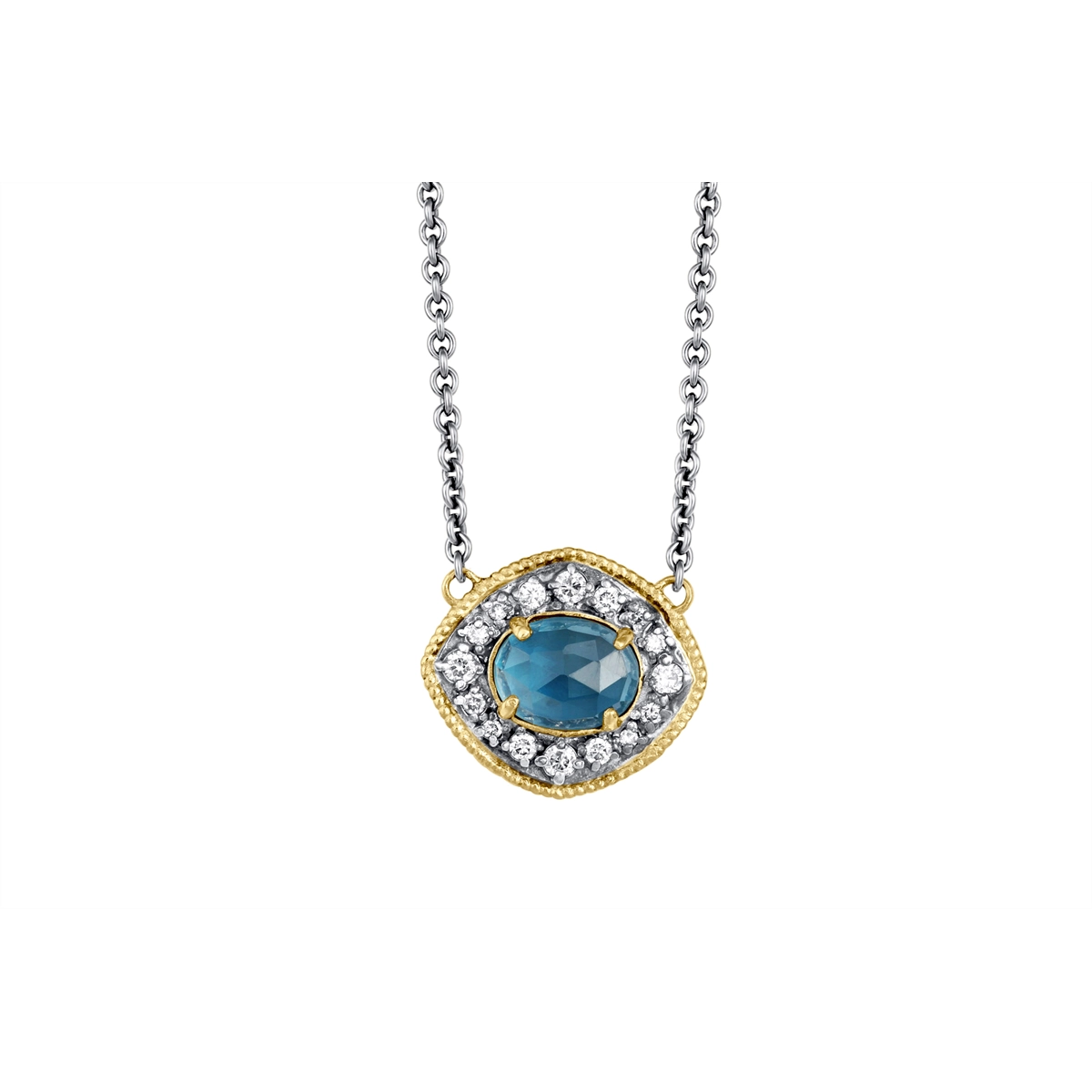 Armenta 18K Yellow Gold and Grey Sterling Silver London Blue Topaz and Diamond Necklace