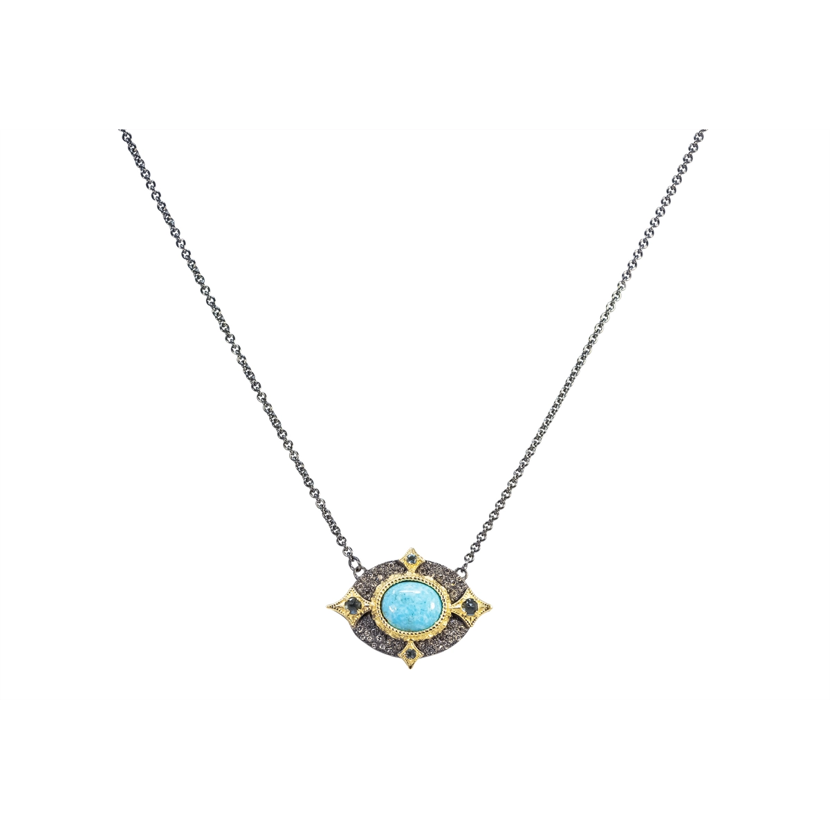 Armenta 18K Yellow Gold and Sterling Turquoise, London Blue Topaz, and Diamond Necklace